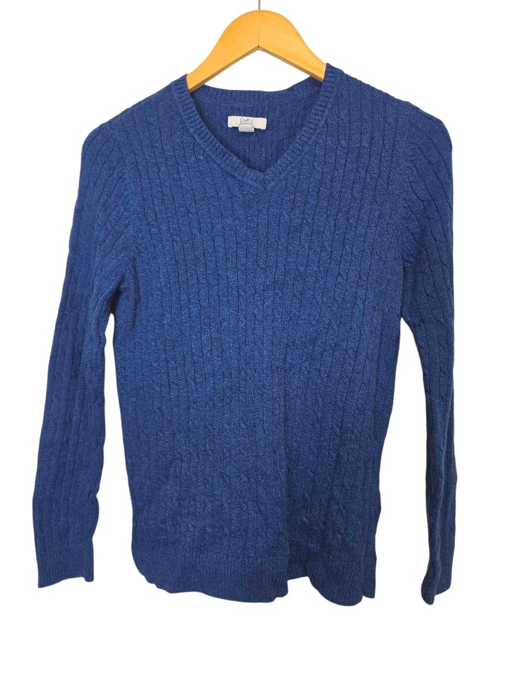 croft & barrow Royal Blue V-Neck Cable Knit Sweater